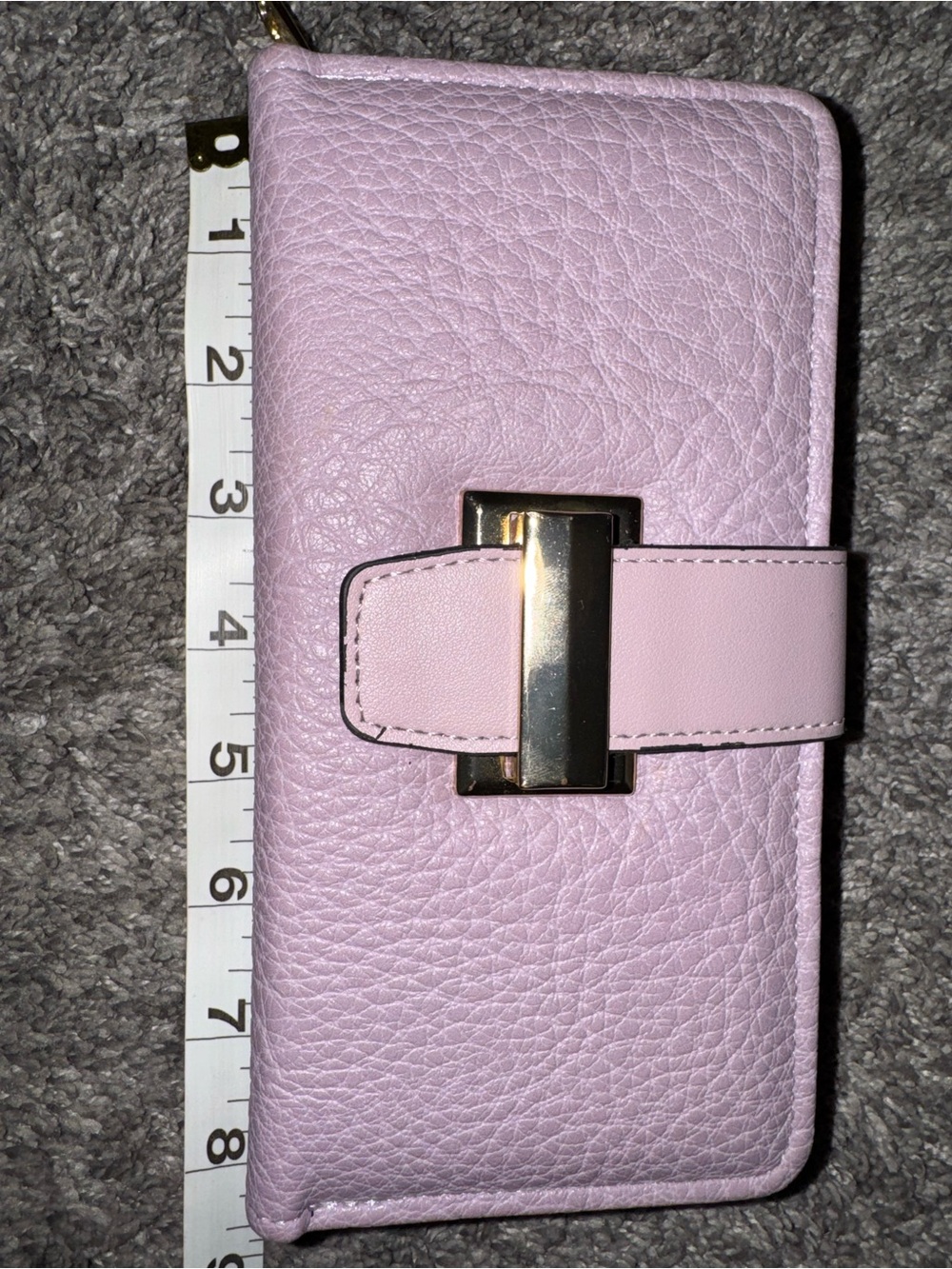 Blush Pink/Violet Vegan Leather Zip Wallet with Gold Hardware - Picture 9 of 9
